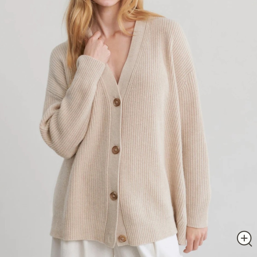 Jenni Kayne Cashmere Cardigan Sweater Size S Oatmeal - NEW with a flaw
